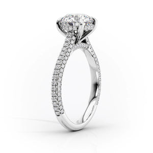 The Rachel Set With A 1 Carat Cushion 14K White Gold Lab Diamond