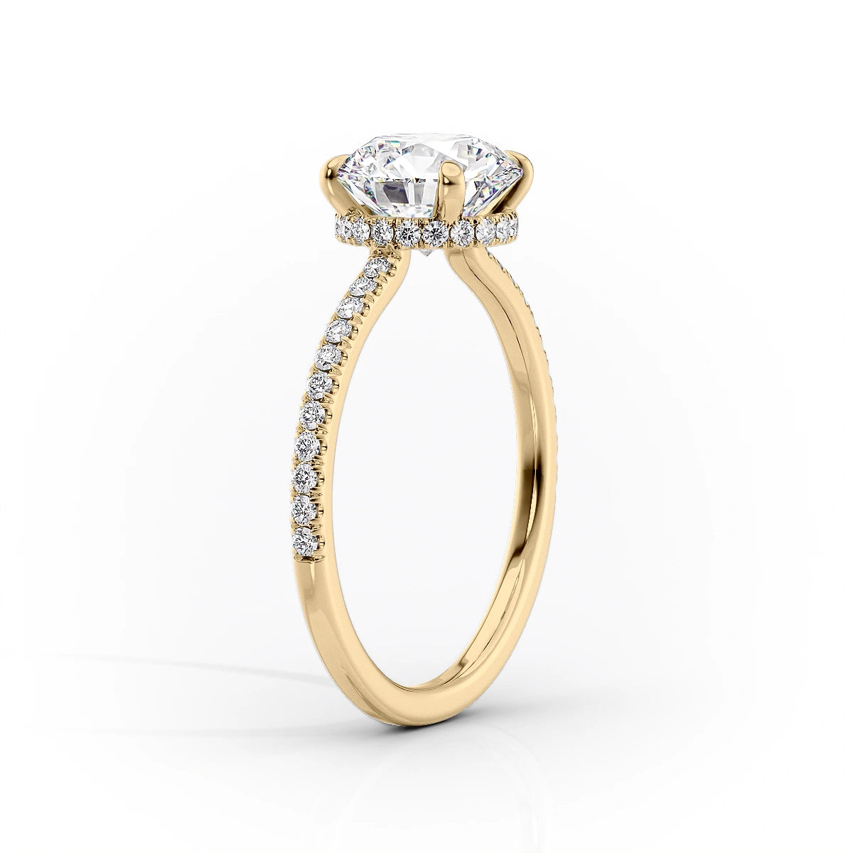 The Aline Set  With A 2.5 Carat Princess 18K Yellow Gold Moissanite