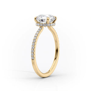 The Aline Set  With A 1.5 Carat Radiant 14K Yellow Gold Moissanite