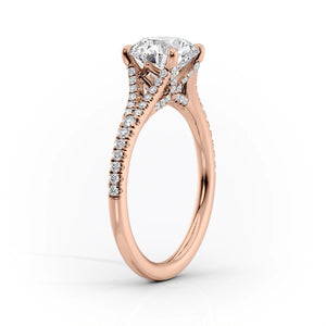 The Jade Set  With A 1 Carat Princess 14K Rose Gold Moissanite