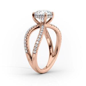 The Zoey Set  With A 1 Carat Cushion 14K Rose Gold Moissanite