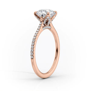 The Pave Madison Set With A 1 Carat Emerald 18K Rose Gold Lab Diamond