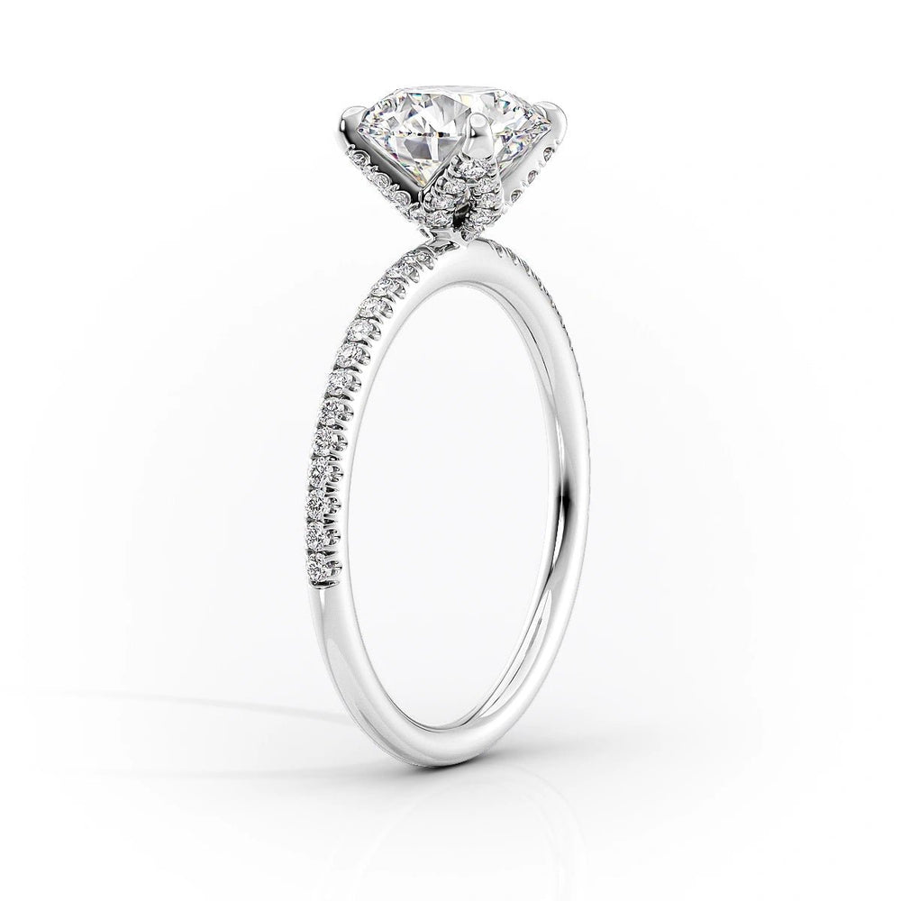 The Pave Petal Kamellie Set  With A 4 Carat Oval 18K White Gold Moissanite