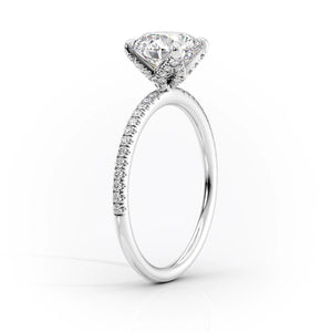 The Petal Kamellie Set With A 1 Carat Round 18K White Gold Lab Diamond