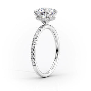The Alex Set Solitaire  With A 3.5 Carat Oval 14K White Gold Moissanite