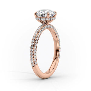 The Celine Set  With A 5 Carat Cushion 18K Rose Gold Moissanite