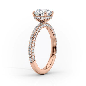 The Celine Set  With A 1 Carat Round 14K Rose Gold Moissanite