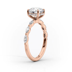 The Lucia Set With A 2 Carat Round 18K Rose Gold Lab Diamond
