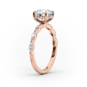 The Lucia Set Marquise  With A 3 Carat Princess 18K Rose Gold Moissanite