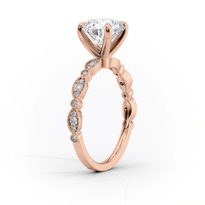 The Jasmine Set With A 1.5 Carat E. Cushion 18K Rose Gold Lab Diamond