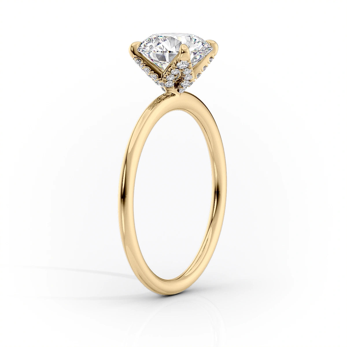 The Solitaire Petal Kamellie Set   With A 3 Carat Princess 18K Yellow Gold Moissanite