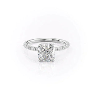 The Aline Set With A 3 Carat Cushion 14K White Gold Lab Diamond