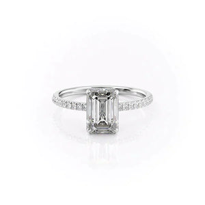 The Aline Set With A 2 Carat Emerald 14K White Gold Lab Diamond
