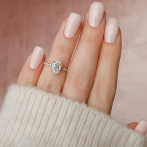 The Aline Set With A 2 Carat Oval 14K Rose Gold Lab Diamond
