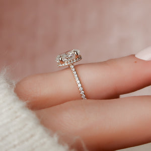 The Aline Set With A 2 Carat Oval 14K Rose Gold Lab Diamond