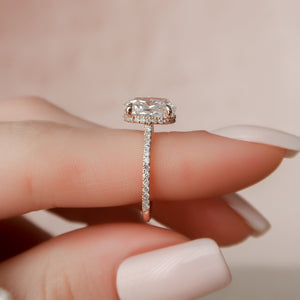 The Aline Set With A 2 Carat Oval 14K Rose Gold Lab Diamond