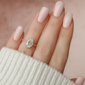 The Aline Set With A 2 Carat Oval 14K Rose Gold Lab Diamond