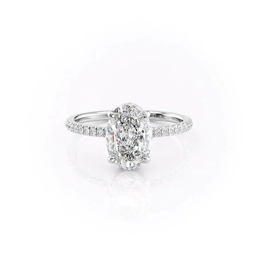 The Aline Set With A 3 Carat Oval 14K White Gold Lab Diamond