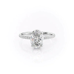 The Aline Set With A 1 Carat Oval 18K White Gold Lab Diamond