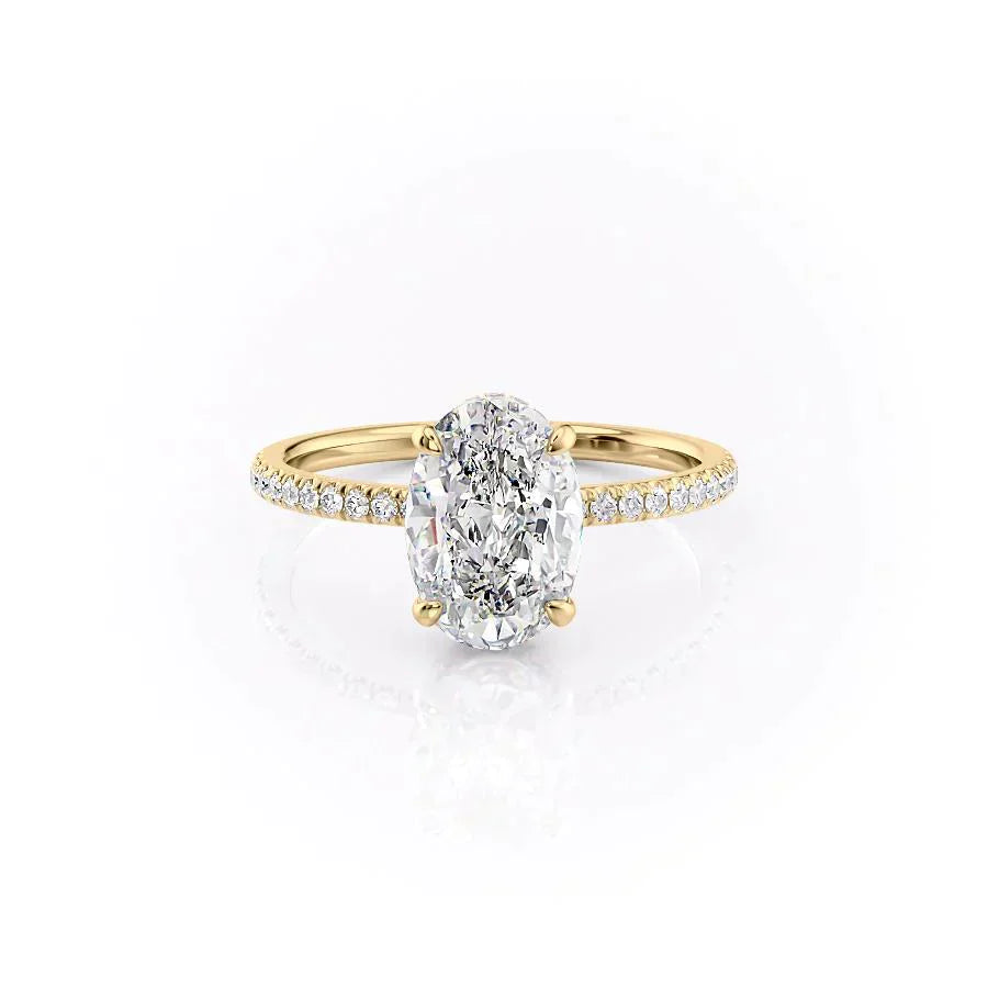 The Aline Set With A 1 Carat Oval 14K Yellow Gold Lab Diamond