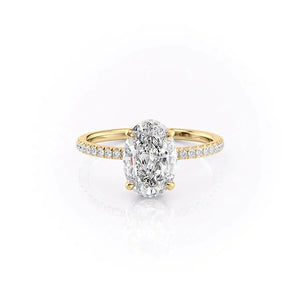 The Aline Set  With A 1.5 Carat Oval 18K Yellow Gold Moissanite