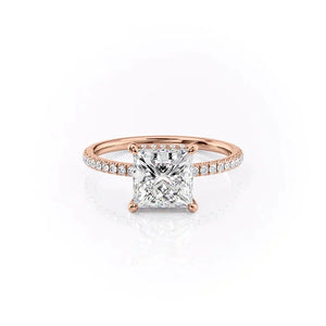 The Aline Set With A 2 Carat Princess 14K Rose Gold Lab Diamond