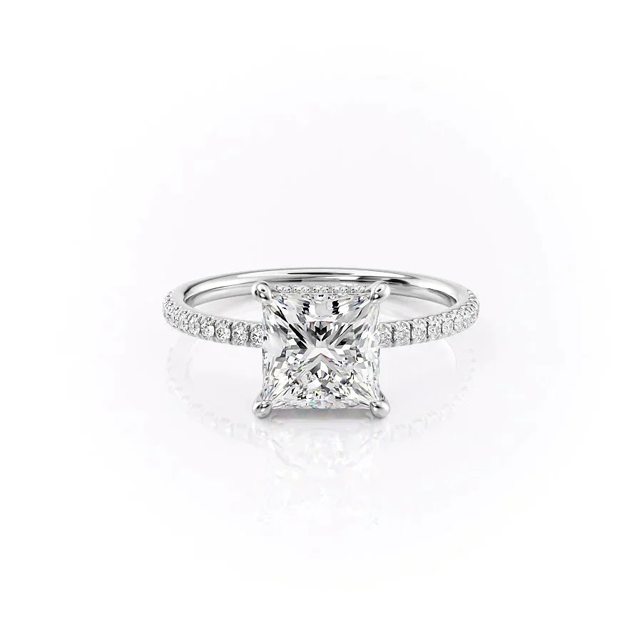 The Aline Set  With A 1 Carat Princess 14K White Gold Moissanite