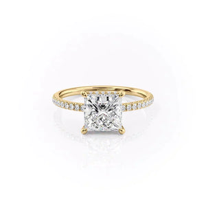 The Aline Set With A 2.5 Carat Princess 18K Yellow Gold Lab Diamond