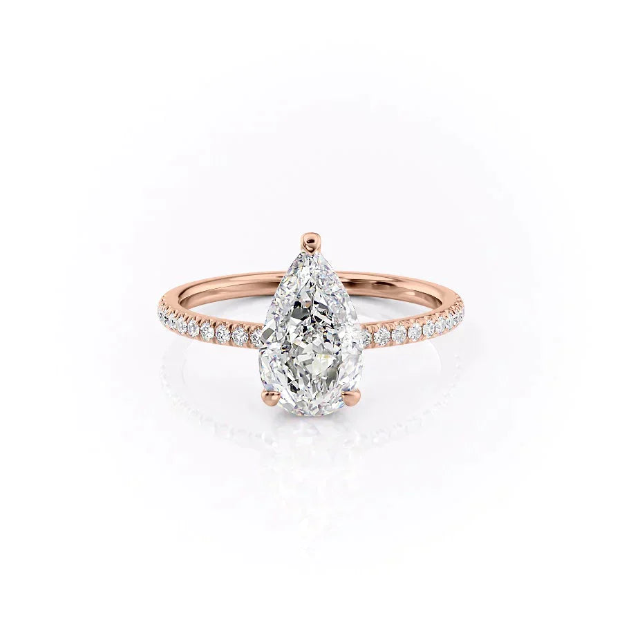 The Aline Set With A 1 Carat Pear 14K Rose Gold Lab Diamond