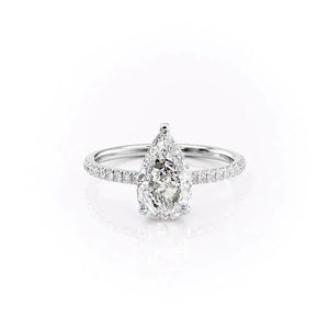 The Aline Set With A 2.5 Carat Pear 18K White Gold Lab Diamond