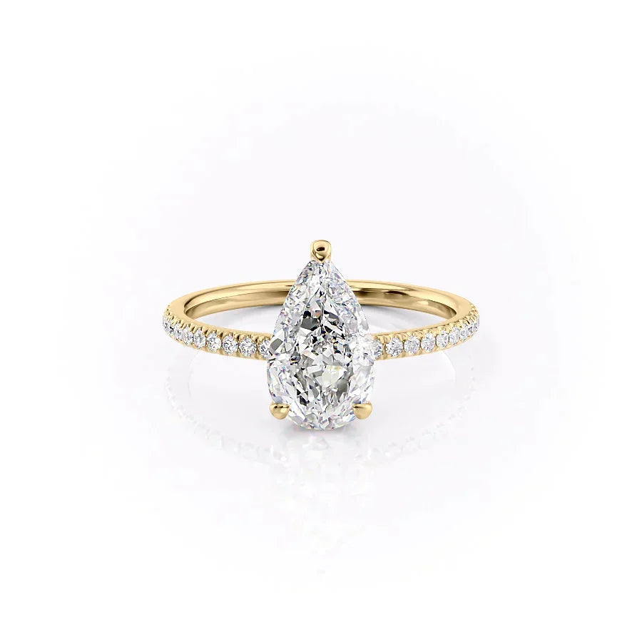 The Aline Set With A 1 Carat Pear 14K Yellow Gold Lab Diamond