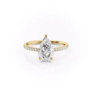 The Aline Set With A 2 Carat Pear 14K Yellow Gold Lab Diamond