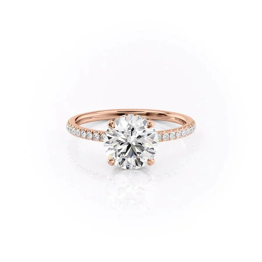 The Aline Set With A 1 Carat Round 14K Rose Gold Lab Diamond