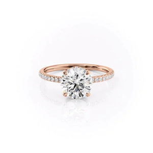 The Aline Set With A 3 Carat Round 14K Rose Gold Lab Diamond