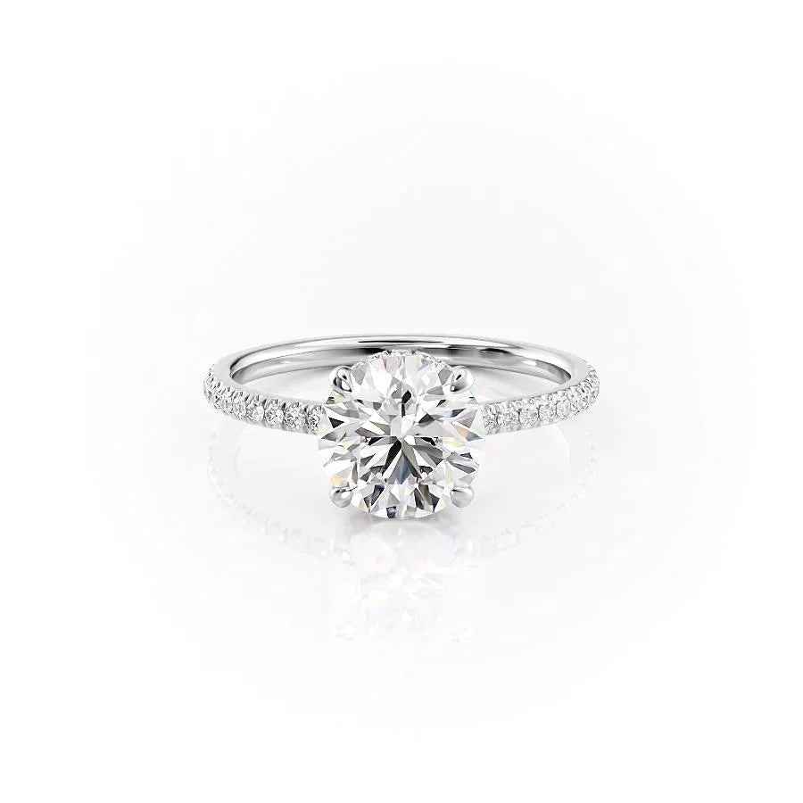 The Aline Set With A 1 Carat Round 18K White Gold Lab Diamond