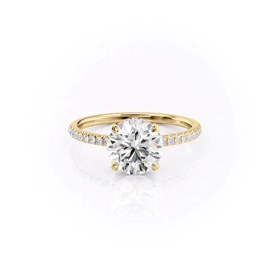 The Aline Set With A 1 Carat Round 18K Yellow Gold Lab Diamond