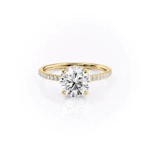 The Aline Set With A 1 Carat Round 18K Yellow Gold Lab Diamond