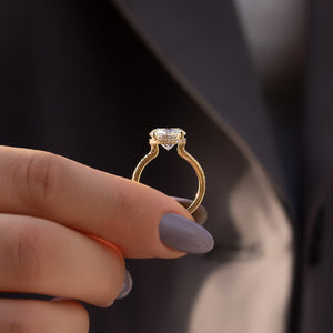 The Aline Set With A 1 Carat Round 18K Yellow Gold Lab Diamond