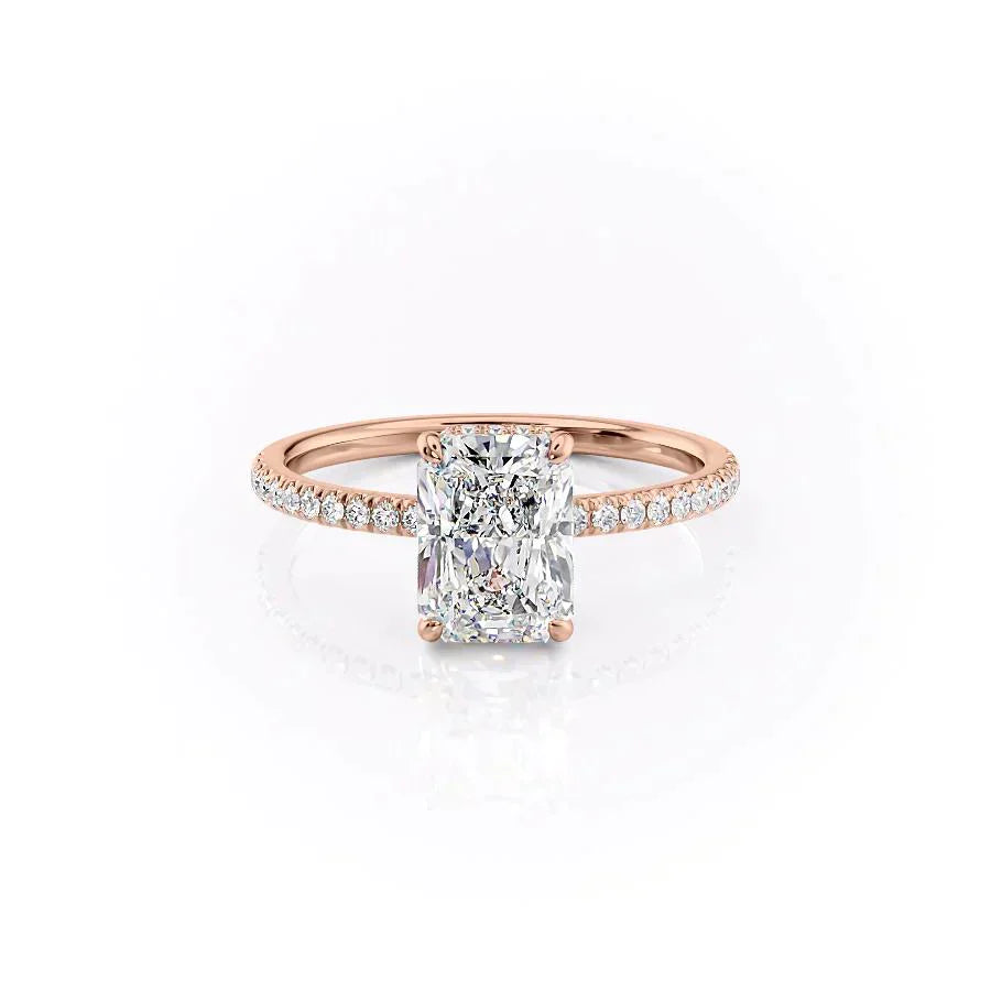 The Aline Set With A 2 Carat Radiant 14K Rose Gold Lab Diamond