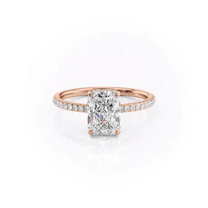 The Aline Set With A 1.5 Carat Radiant 14K Rose Gold Lab Diamond