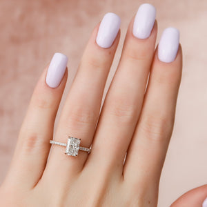 The Aline Set With A 3 Carat Radiant 14K Rose Gold Lab Diamond