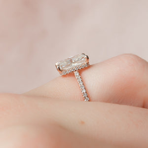The Aline Set With A 3 Carat Radiant 14K Rose Gold Lab Diamond