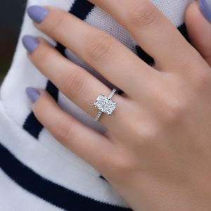 The Aline Set With A 1 Carat Radiant 14K White Gold Lab Diamond
