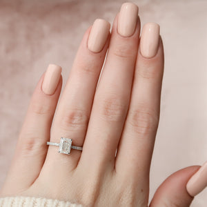 The Aline Set With A 1 Carat Radiant 14K White Gold Lab Diamond