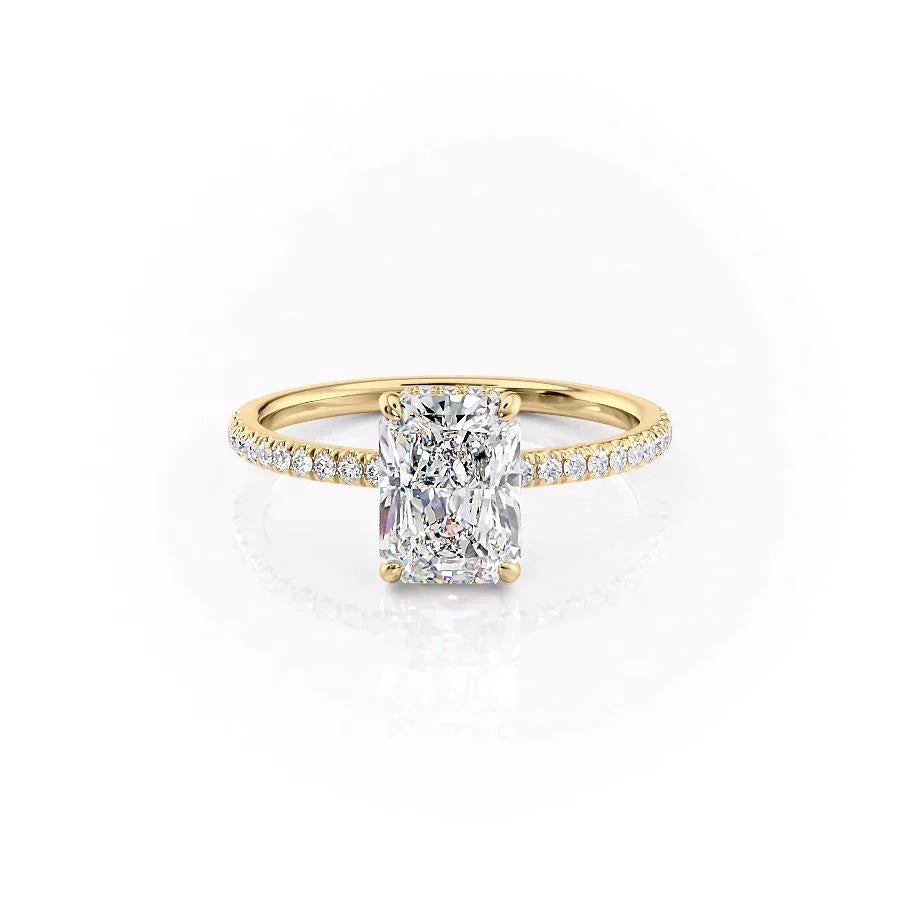 The Aline Set With A 1.5 Carat Radiant 18K Yellow Gold Lab Diamond