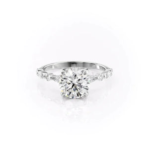 The Lindsey Set With A 2.5 Carat E. Cushion 18K White Gold Lab Diamond