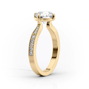 The Rebecca Set  With A 5 Carat Radiant 18K Yellow Gold Moissanite