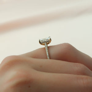 The Rachel Set With A 1.5 Carat E. Cushion 14K Yellow Gold Lab Diamond