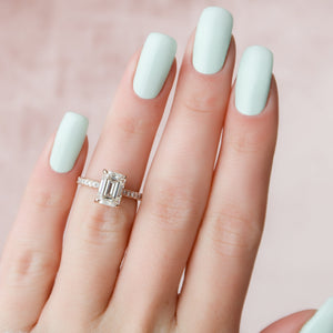 The Rachel Set With A 1 Carat Emerald 14K Rose Gold Lab Diamond