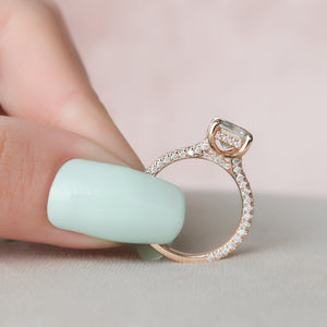 The Rachel Set With A 1 Carat Emerald 14K Rose Gold Lab Diamond
